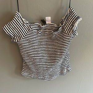 XS Divided by H&M, off the shoulder, striped blue and white crop top. brand new.